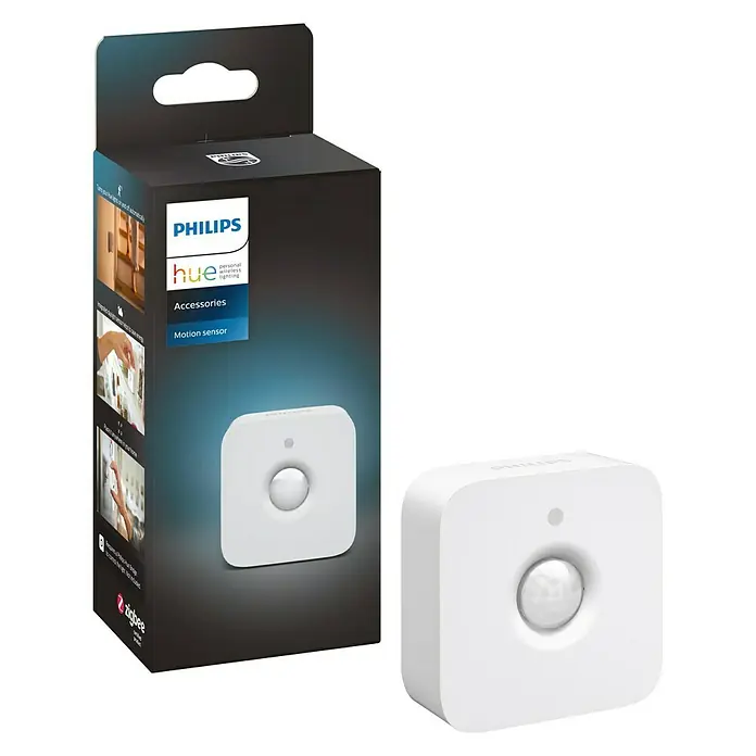 Philips Hue Bewegungsmelder - Weiß, L x B x H: 2 x 5,5 x 5,5 cm - Das Philips Hue Zubehör Bewegungssensor Starterset, das eine intelligente Beleuchtungslösung für Ihr Zuhause bietet.