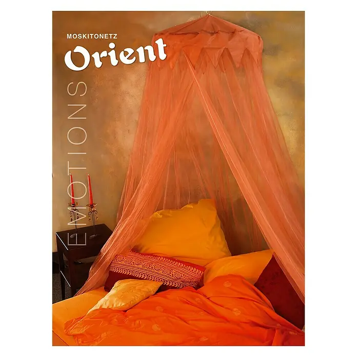 Easy Life Emotions Moskitonetz Orient - Ø x L: 1.200 x 250 cm, Farbe Netz: Orange - Himmelbett "Orient Emotions" für ein stimmungsvolles Ambiente. Ideal für Schlafzimmer mit romantischem Flair.