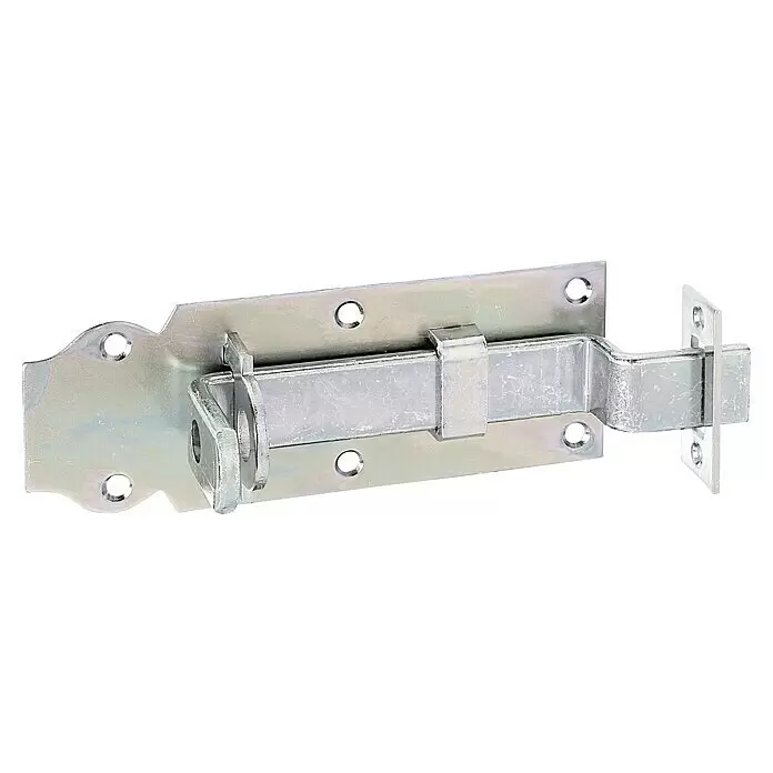 Stabilit Pestillo - L x An: 140 x 52 mm, Zincado - Cerrojo de barril de metal galvanizado con mecanismo deslizante y orificios de montaje para puertas o verjas.