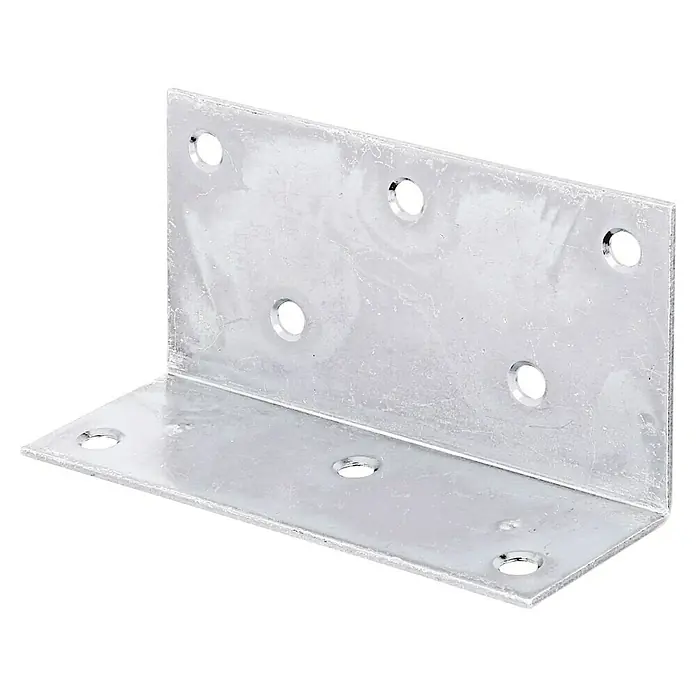 Stabilit Escuadra ancha - L x An: 115 x 60 mm, Plateado, Acero - Un soporte metálico plateado en forma de L con agujeros preperforados para una fácil instalación, ideal para reforzar uniones en ángulo recto.