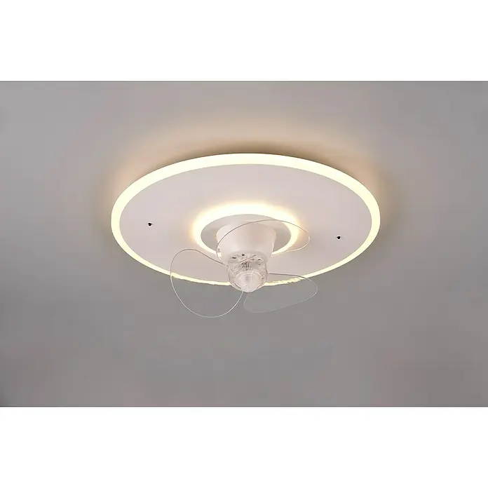 Trio Lighting Ventilador de techo Nybro - Blanco, 50 cm, 40 W, Blanco neutro - Lámpara de techo blanca con ventilador integrado, que ofrece un diseño moderno y funcional para un ambiente confortable en la habitación.