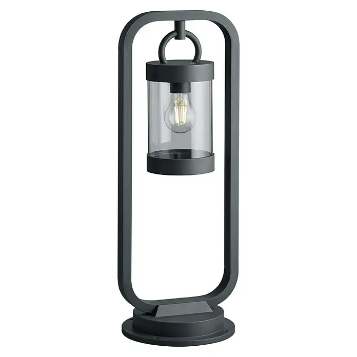 Trio Lighting Sobremuro exterior Sambesi - 28 W, Color del marco: Antracita, 21 x 23 x 60 cm, Sin bombillas - Elegante lámpara negra de exterior con una pantalla transparente que muestra una bombilla clara.