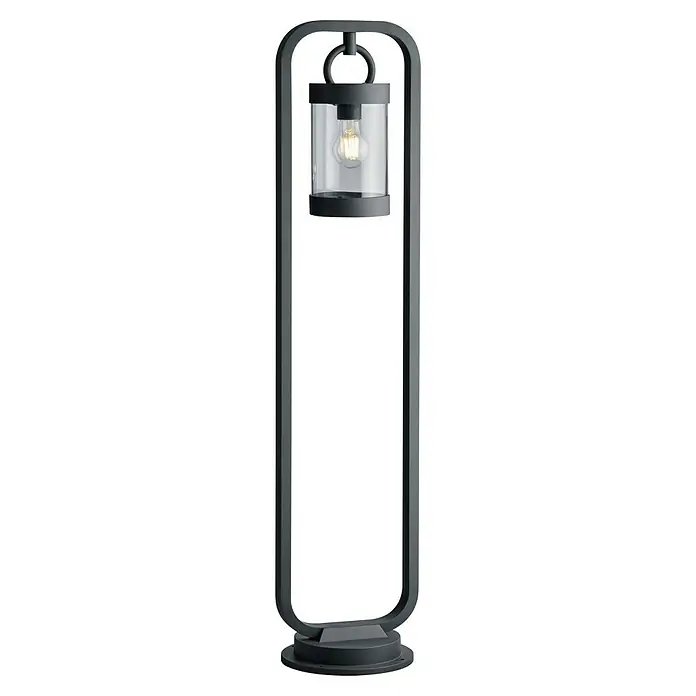 Trio Lighting Farola Sambesi - 28 W, Color del marco: Antracita, 21 x 23 x 100 cm, Sin bombillas - Lámpara de exterior negra con cilindro de vidrio transparente y bombilla visible. Diseño elegante para jardines y patios.