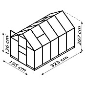 Vitavia Gewächshaus Eris 6200 (Außenmaß inkl. Dachüberstand (B x T): 195 x 323,2 cm, Material Seitenwand: Glas, 3 mm, Schwarz) | BAUHAUS