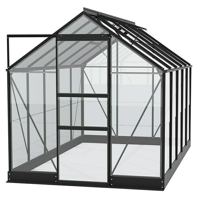 Vitavia Gewächshaus Eris 6200 (Außenmaß inkl. Dachüberstand (B x T): 195 x 323,2 cm, Material Seitenwand: Glas, 3 mm, Schwarz) | BAUHAUS