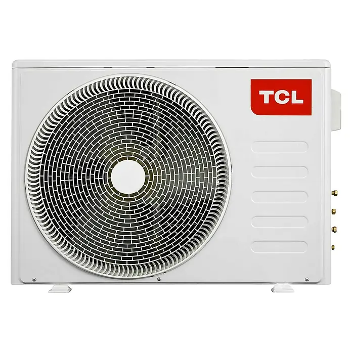 TCL Inverter-Klimasplitgerät Multi Split Duo - Kühlleistung: 1.650 W - 3.300 W, Heizleistung: 3.360 W, Raumgröße: 26 m², Passend für: 2 Räume bis jeweils 26 m² - Ein weißes TCL Klimagerät, das für eine angenehme Temperatur in Innenräumen sorgt und sich durch sein modernes Design auszeichnet.