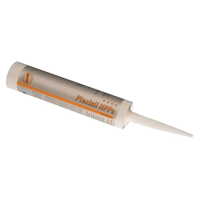 Kartuschenkleber Plexisil - Transparent, 310 ml - Abbildung einer Kartusche Plexisil HPPS, ein hochwertiges Dichtmittel für verschiedene Anwendungen, ideal für Bau und Reparaturen.