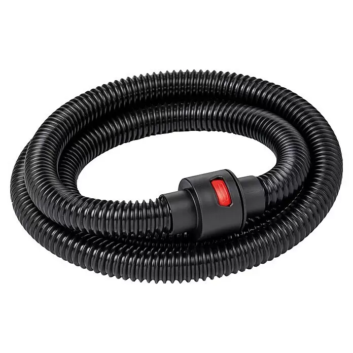 Bosch Saugschlauch - Länge: 2 m, Durchmesser: 19 mm - Schwarzer, flexibler Wellschlauch mit schwarzem Anschlussstück und rotem Entriegelungsknopf.