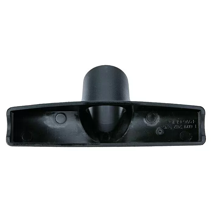 Bosch Staubsaugeraufsatz Grobschmutzdüse - Durchmesser: 35 mm - Schwarzes Kunststoffbauteil, von unten gesehen, mit zentralem Kanal, Befestigungspunkten und Prägetext.