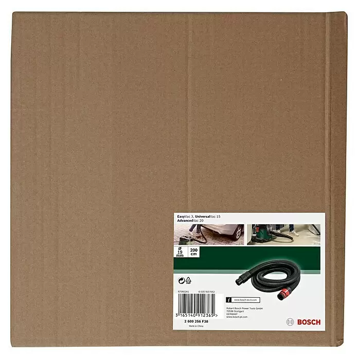 Bosch Saugschlauch - Länge: 2 m, Durchmesser: 19 mm - Schwarzer Wellschlauch für Staubsauger mit roten und schwarzen Anschlüssen, 19mm Durchmesser, 200cm Länge, für Auto- und Bodenreinigung.