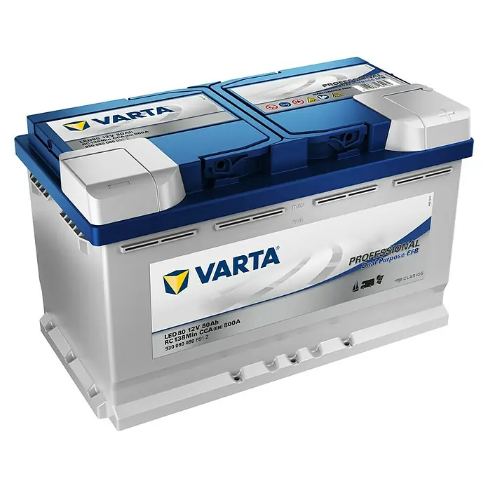 Varta Bootsbatterie Professional Dual Purpose EFB LED 80Kapazität: 80 Ah, 12 V