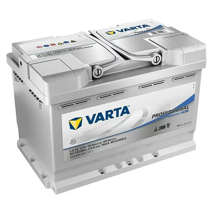 Varta Bootsbatterie Professional Dual Purpose AGM LA 70Kapazität: 70 Ah, 12 V