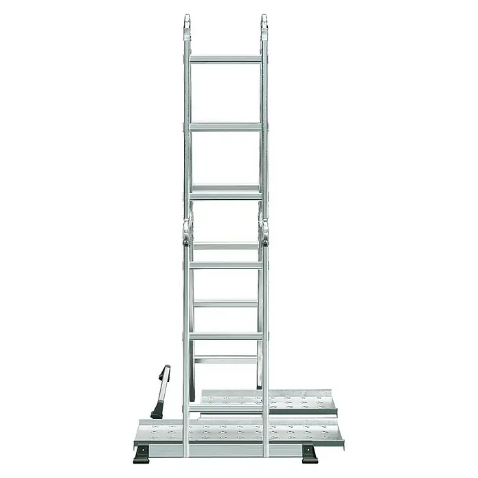 Mehrzweckleiter mit Plattform - Anzahl Tritte: 12 Stk., Arbeitshöhe: 4,3 m, Belastbarkeit: 150 kg, Aluminium - Eine vielseitige Mehrzweckleiter aus Aluminium bietet Flexibilität für verschiedene Höhenanforderungen und ist für den professionellen Einsatz konzipiert.