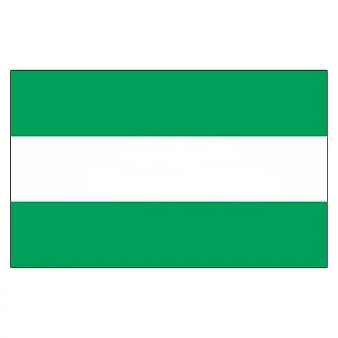 Bandera Andalucía - 30 x 45 cm - Bandera de Sindh, Pakistán, con dos franjas verdes en la parte superior e inferior, separadas por una franja blanca en el centro.
