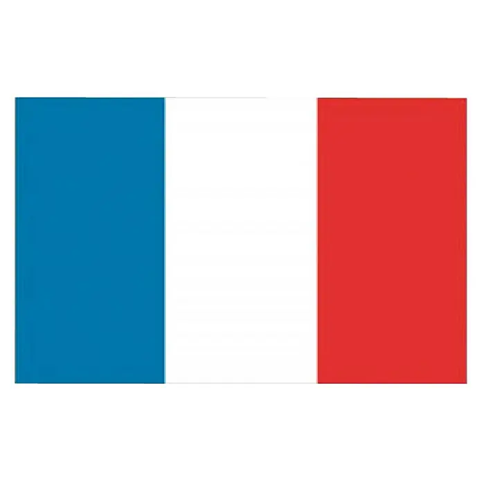 Bandera Francia - An x Al: 30 x 45 cm - La tricolor de Francia, un patrón vertical de tres franjas en azul, blanco y rojo, es el símbolo nacional del país.