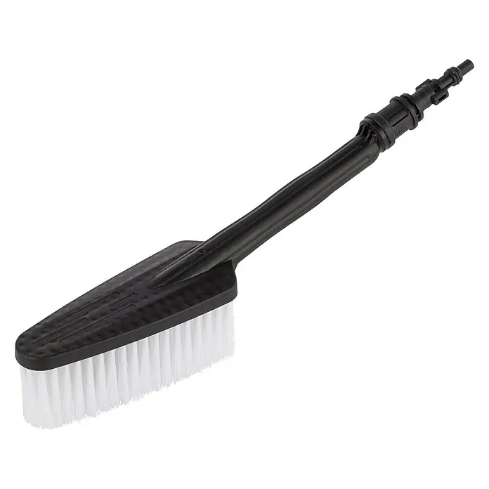 PowerPlus Hidrolimpiadora de alta presión POWXG90430 - 190 bar, 3.100 W, Capacidad de bombeo: 660 l/h - Imagen de un cepillo de lavado giratorio con cerdas negras para una limpieza eficaz de superficies.