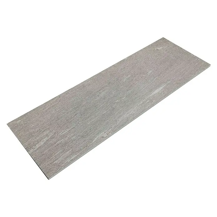 Esterno 20 T by Palazzo Terrassenfliese Davos - 40 x 120 x 2 cm, Greige, Matt - Graue Bodenfliese mit matter Oberfläche und feiner Maserung auf schwarzem Hintergrund. Perfekt für moderne Innenräume.