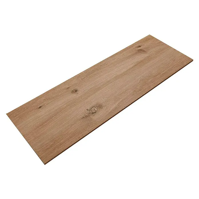 Esterno 20 T by Palazzo Terrassenfliese Harmonie - 40 x 120 x 2 cm, Fichte, Matt - Nahaufnahme einer einzelnen Holzfliese mit einer natürlichen, hellbraunen Oberfläche und charakteristischen Astlöchern.