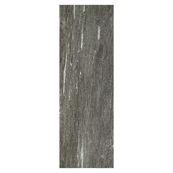 Marazzi Terrassenfliese Esterno 20T Davos - 40 x 120 x 2 cm, Anthrazit, Matt - Nahaufnahme einer grauen Bodenfliese mit dunklen und hellen Texturen, ideal für moderne Innenräume.
