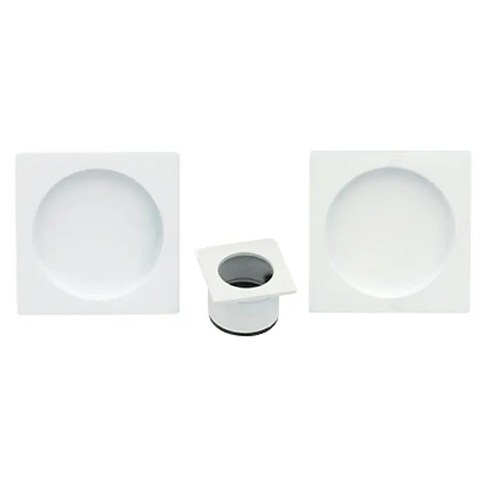 GDK Herraje para puerta corredera de uñero - 50 x 50 mm, Blanco, Cuadrado - Luces empotradas cuadradas blancas y una carcasa cilíndrica con borde cuadrado para sistemas de iluminación modernos.
