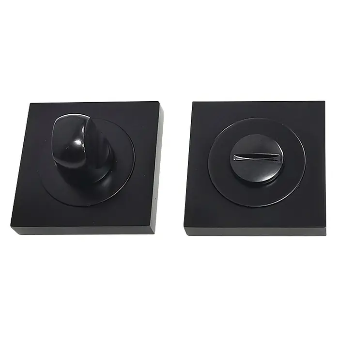 GDK Condena C A05-50 - An x L: 50 x 50 mm, Negro, Apto para: Puertas de madera - Cerradura cuadrada para puerta de baño con pomo giratorio e indicador en negro para baños modernos.