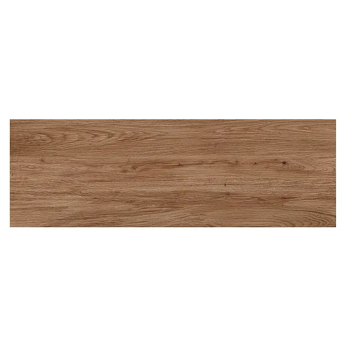 Marazzi Terrassenfliese Esterno 20T Woodliving Scuro - 40 x 120 x 2 cm, Braun, Matt - Nahaufnahme einer langen, rechteckigen Fliese mit einem realistischen Holzmaserungsmuster in warmen Brauntönen.