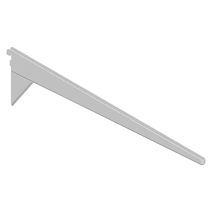 Lundbergs U-Träger - L x B x H: 570 x 12 x 150 mm, Weiß, Geeignet für: Holzböden - Darstellung einer stabilen, grauen Regalstütze, die Funktionalität und modernes Design vereint.\n