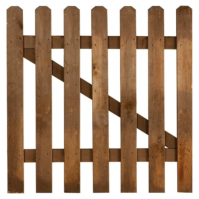 Cerland Puerta para el jardín Mustang - An x Al: 100 x 100 cm, Marrón - Vista de una valla de madera para exteriores con un diseño robusto y un tono de color cálido.
