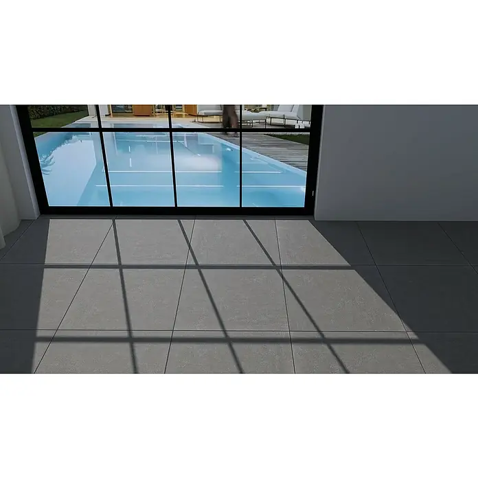 Marazzi Feinsteinzeugfliese Boston - 60 x 60 cm, Anthrazit, Matt - Zeitgenössische Fliesen im Innenbereich, die ein elegantes und modernes Ambiente mit ihrer grauen Textur und dem minimalistischen Design schaffen.