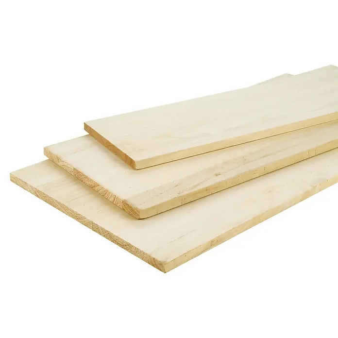 Tablero de madera laminada - Paulonia, 2.000 x 400 x 18 mm - Pila de tres tablas de madera clara sin acabar. Ideal para proyectos de bricolaje y construcciones. Estas tablas son versátiles.