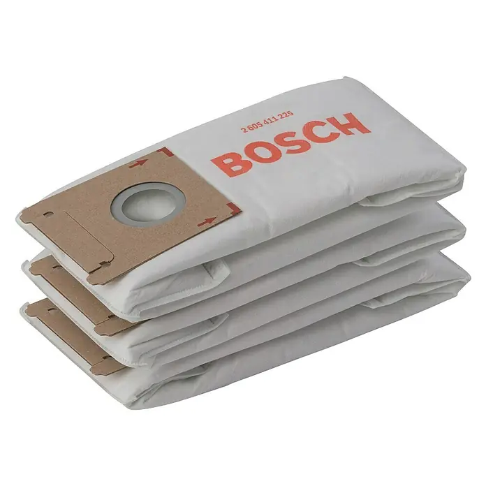 Bosch Staubbeutel - 3 Stk., Passend für: Bosch Staubsauger Ventaro - Das Bild zeigt eine Packung Bosch Staubsaugerbeutel. Die Beutel sind weiß und haben einen braunen Kartonaufsatz.