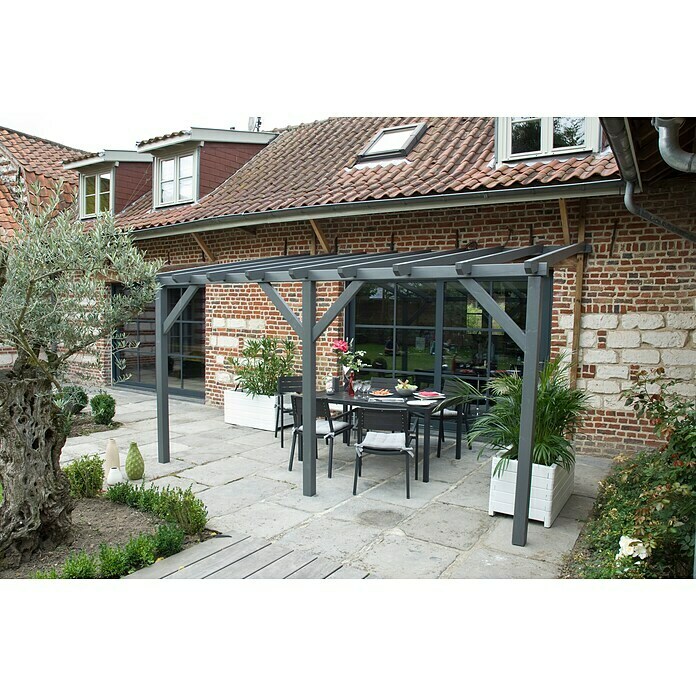 Forest-Style Pérgola adosada Etreta (400 x 265 x 251 cm, Natural)