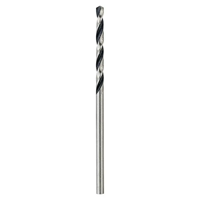 Bosch Metallbohrer - Durchmesser Bohrer: 2 mm, 10 Stk. - Das Bild zeigt einen Spiralbohrer aus Metall mit spiralförmigen Schneiden, der für präzise Bohrarbeiten konzipiert wurde.
