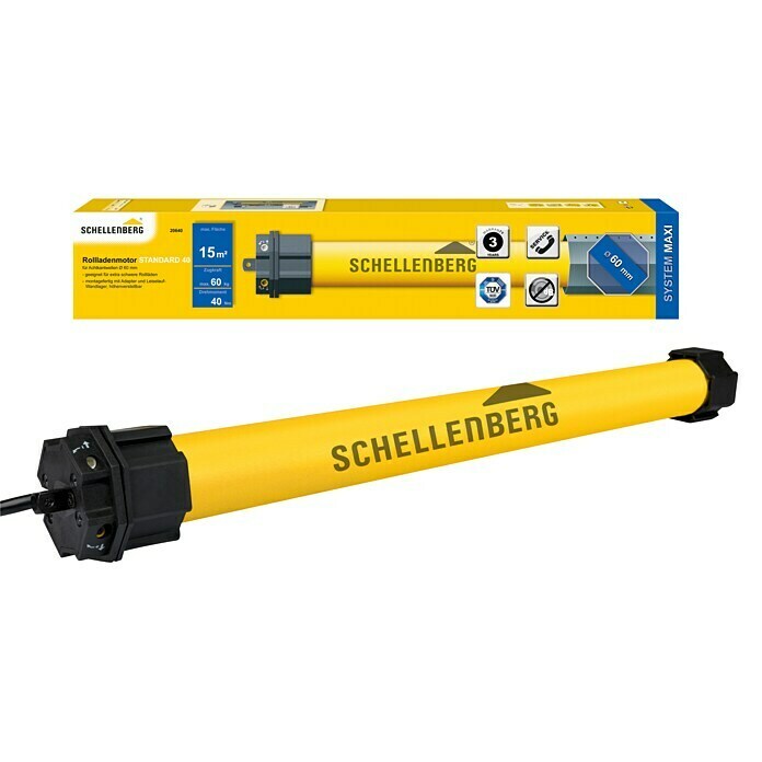 Schellenberg Rohrmotor Maxi Standard (Max. Rollladenfläche: 9 m² bei Aluminiumrollläden, Einbaulänge: 570 mm, Zugkraft: 60 kg)