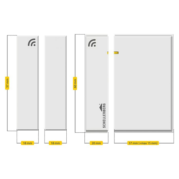 Schellenberg Fenster- & Türsensor (Reichweite ca.: 100 m (Freifeld), Funk)