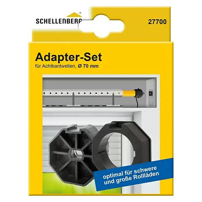 Schellenberg Adapter-Set - Geeignet für: Rollladen-Maxi-Systeme, Durchmesser: 70 mm - Adapter-Set für Rollladenwellen Ø 70 mm, bestehend aus zwei dunklen Kunststoffadaptern für schwere und große Rollläden.
