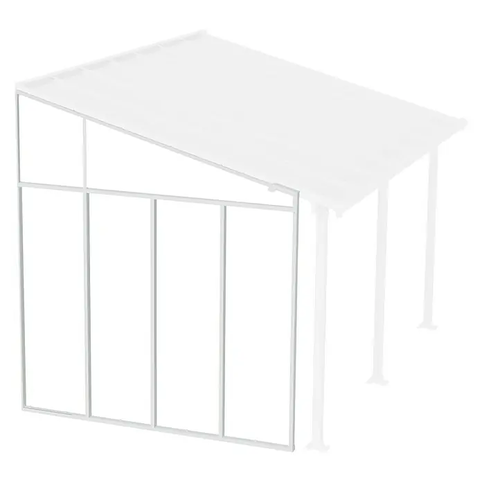 Palram – Canopia Panel lateral Sidewall - Blanco - Ilustración de un pabellón blanco con techo inclinado y lados abiertos. Perfecto para jardines o patios.