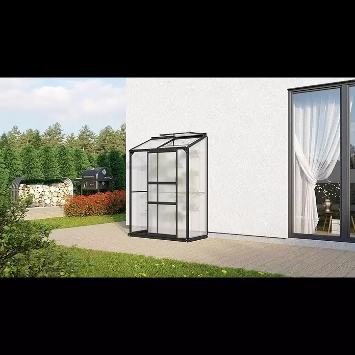 Vitavia Gewächshaus Styx 1300 - Außenmaß inkl. Dachüberstand (B x T): 192,8 x 69 cm, 4 mm, Aluminium - Aufbau-Clip Vitavia GWH Styx 900-1300 HKP