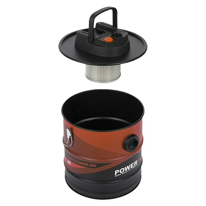 PowerPlus Aspirador de cenizas de batería POWD6020 - 20 V, Sin batería, Volumen de recipiente: 20 l - En la imagen se muestra el aspirador de cenizas 20V, una herramienta potente para limpiar cenizas y polvo fino, ideal para chimeneas y barbacoas.