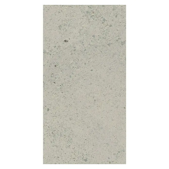 Suelo vinílico SPC Pantheon Stone - 610 x 305 x 5,2 mm - Primer plano de una encimera de terrazo beige con patrones moteados y un acabado liso, ideal para diseños de cocina modernos.