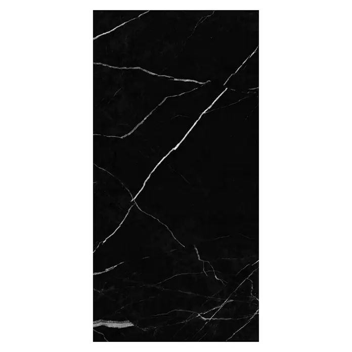 Allure Suelo vinílico SPC Black Marble - 610 x 305 x 5,2 mm, Negro, Resistente al agua - Elegante losa de mármol negro con llamativas vetas blancas, que proporciona un aspecto lujoso y sofisticado. Ideal para diseño de interiores moderno.