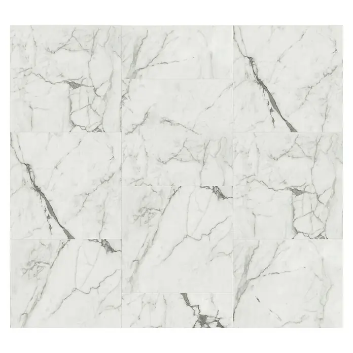 Allure Suelo vinílico SPC White Marble - 600 x 600 x 6 mm, Gris, Resistente al agua - Elegantes baldosas de mármol para un ambiente de lujo. Las baldosas se caracterizan por su veta única y su elaboración de alta calidad.