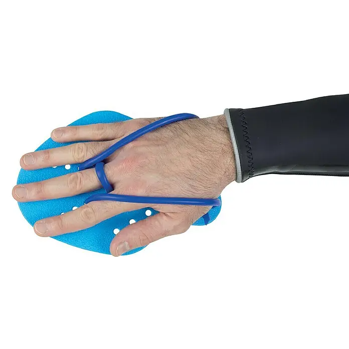 Seac Sub Palas de natación - M, Azul - Una mano con guantes de pala de natación azules para el entrenamiento de natación para mejorar la potencia en el agua.