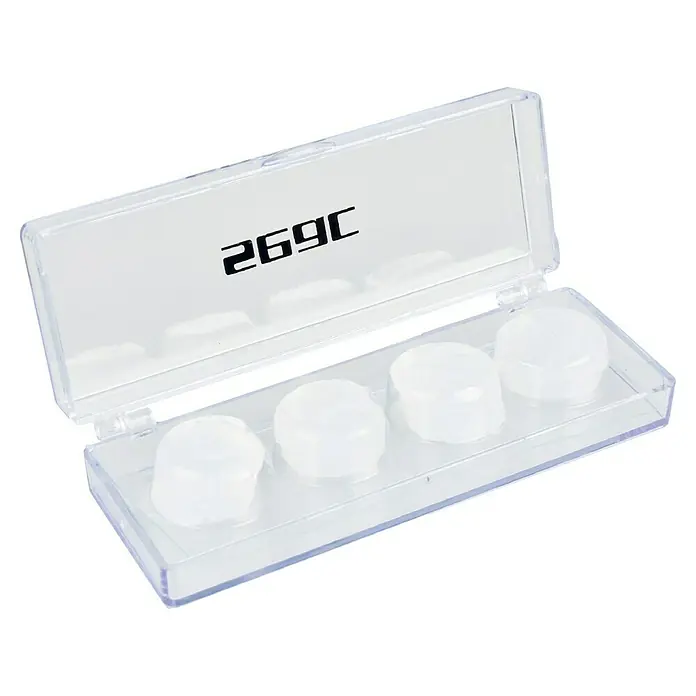 Seac Sub Tapones para los oídos - Transparente, Plástico, 4 ud. - Estuche transparente que exhibe cuatro tapones para los oídos blancos, diseñados para la comodidad y la reducción de ruido. Ideal para entornos ruidosos.