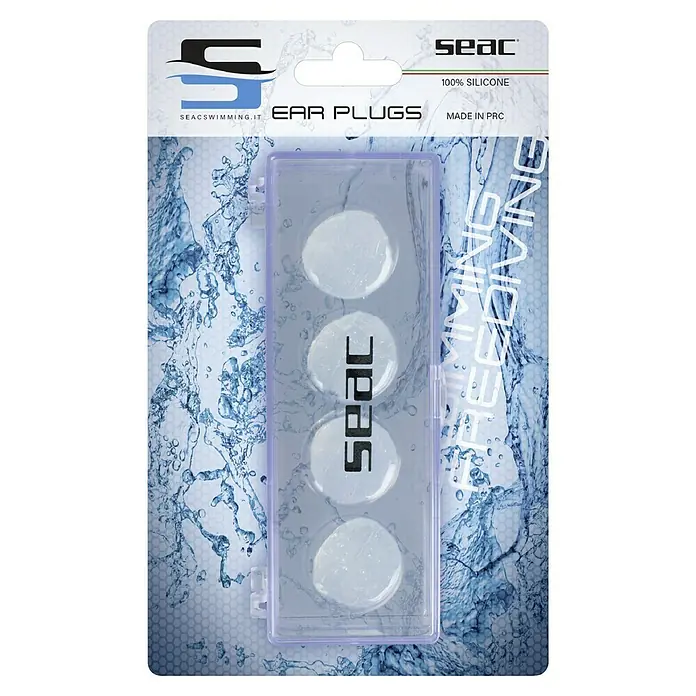 Seac Sub Tapones para los oídos - Transparente, Plástico, 4 ud. - Tapones para oídos de silicona SEAC empaquetados, ideales para nadar y bucear, que ofrecen confort y protección contra el agua en el oído.