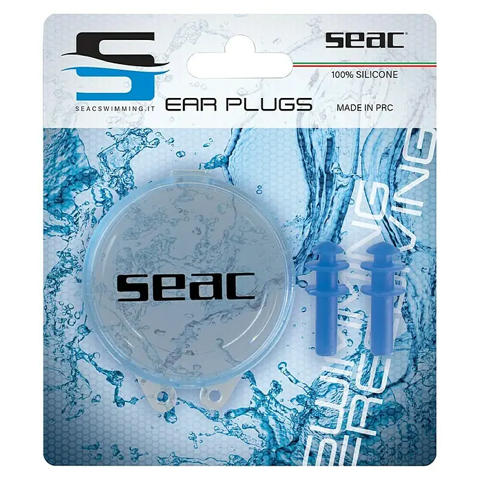 Seac Sub Tapones para los oídos - Azul, Plástico, 2 ud. - Los tapones para los oídos azules de Seac en un recipiente. Ideales para nadar y evitar que entre agua en los oídos. Fabricados con silicona 100%.