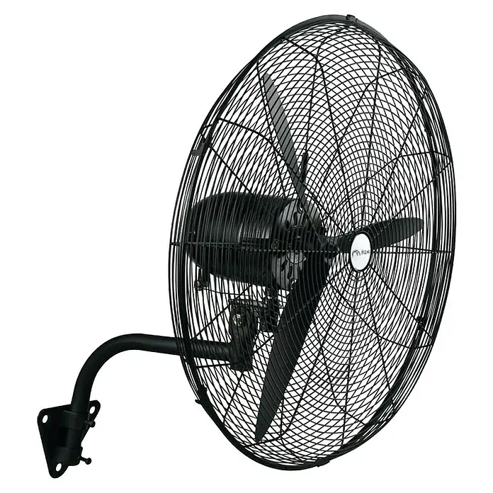 Fulmo Ventilador de pared Mistral - Negro, 50 cm - Ventilador de pared negro con rejilla protectora y brazo de pared robusto, ideal para soluciones de refrigeración.
