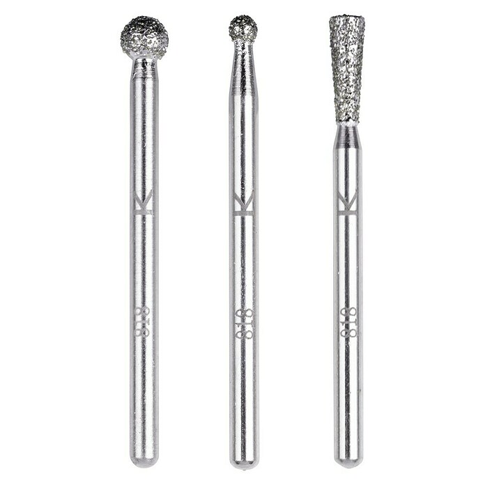Wolfcraft Fresa de diamante (Diámetro: 3 mm - 5 mm, Diámetro vástago: 3 mm, 3 pzs.) | BAUHAUS
