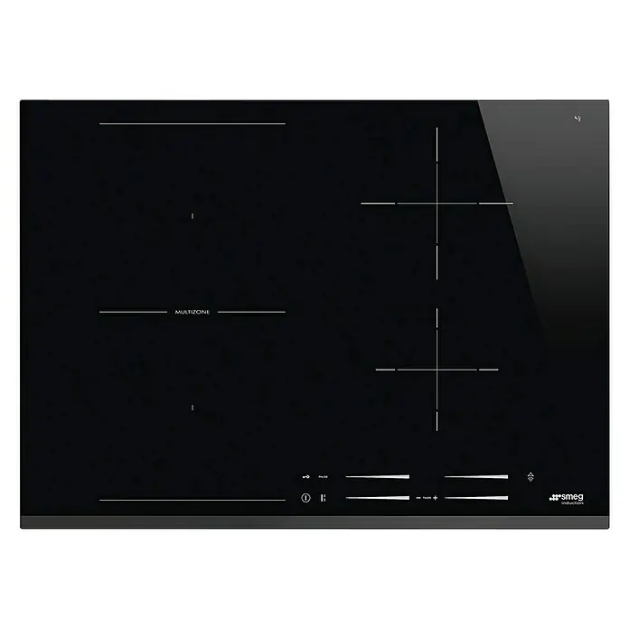 Smeg Placa de cocción SI1M7743B - L x An: 51 x 70 cm, Número de fogones de inducción: 4 ud., 1.400 W - 3.200 W - Placa de inducción Smeg con superficie de vidrio negro y varias zonas de cocción para una cocina flexible y diseño de cocina moderno.