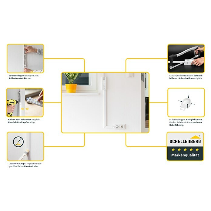 Schellenberg Kabelkanal System M Starterset (L x B x H: 2.100 x 35 x 15 mm, Weiß) | BAUHAUS